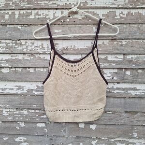 🌟 American Eagle Outfitters Cream and Blue Knit Camisole Size Large NWT